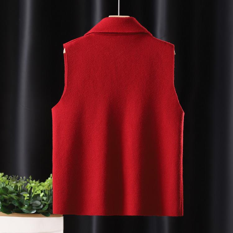 Middle-aged and Elderly People's Autumn Clothes for Women New Style Thin Vest Lapel Mother's Clothes Spring and Autumn Vest Elderly Wife's Horse Clip
