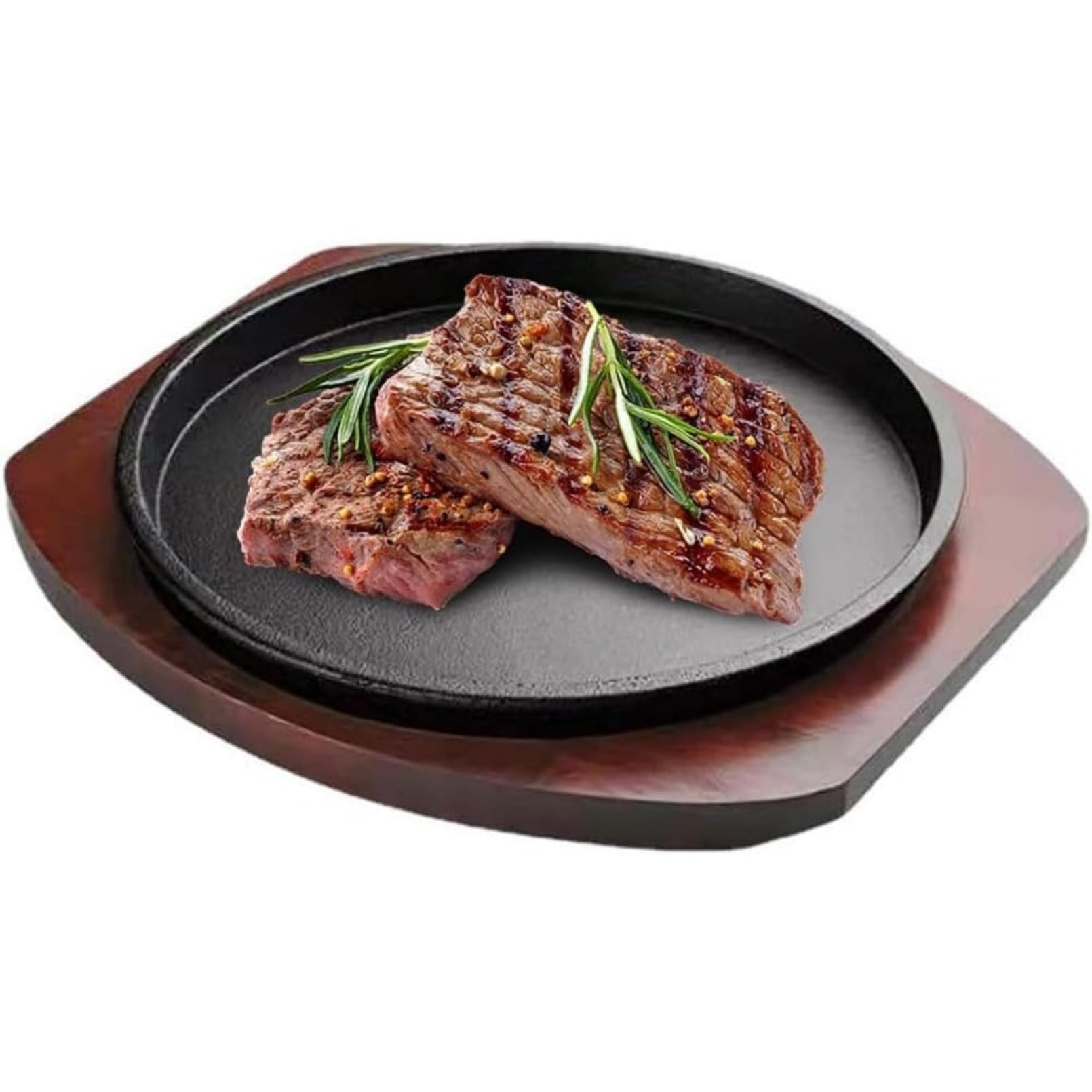 

Набор чугунных тарелок для стейка поставляется с деревянной подставкой, высокая температура, для дома, коммерческий, для стола, для приготовления пищи [otoye], тарелка, круглая, 2, тарелка, чугун, совместимо с индукционными/духовыми плитами,