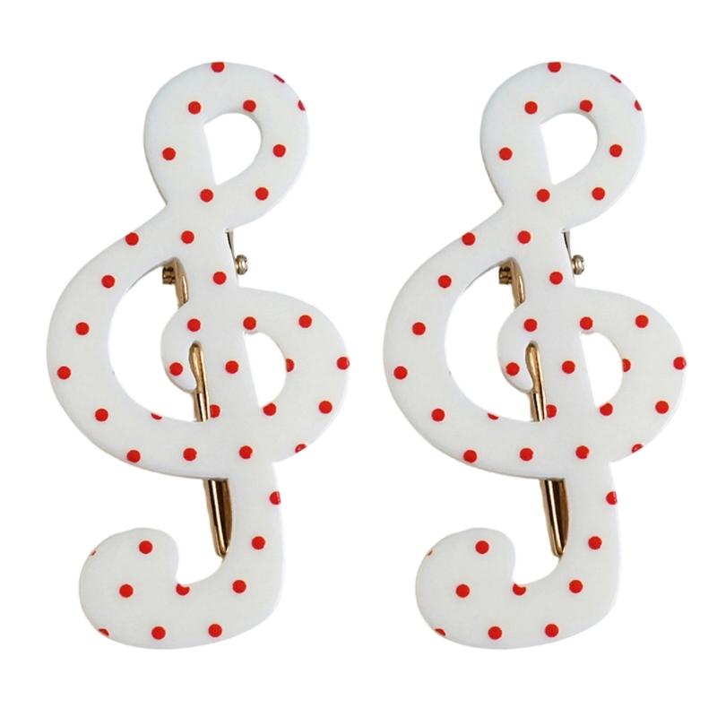 Cute Star Dot Striped Music Note Hair Clip Set Of 2pcs For Women Girls Kids Lightweight Acrylic Hair Accessories