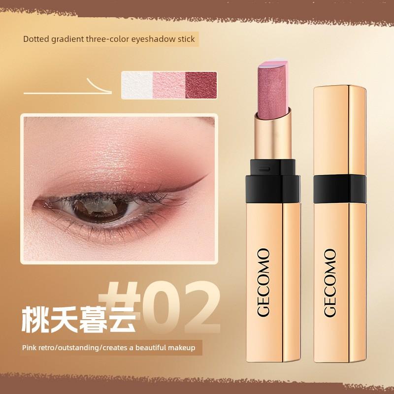 One-Touch Molding Three-Color Eye Shadow Stick Shimmer Matte Anti-Earth Color Water Not Smudge Suitable for Newbie Beginner Genuine Goods