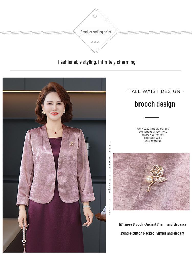 Spring Outerwear: Mother-in-Law's Wedding & Occasion Suit for Middle-aged Women - 2-Piece Top & Dress Set