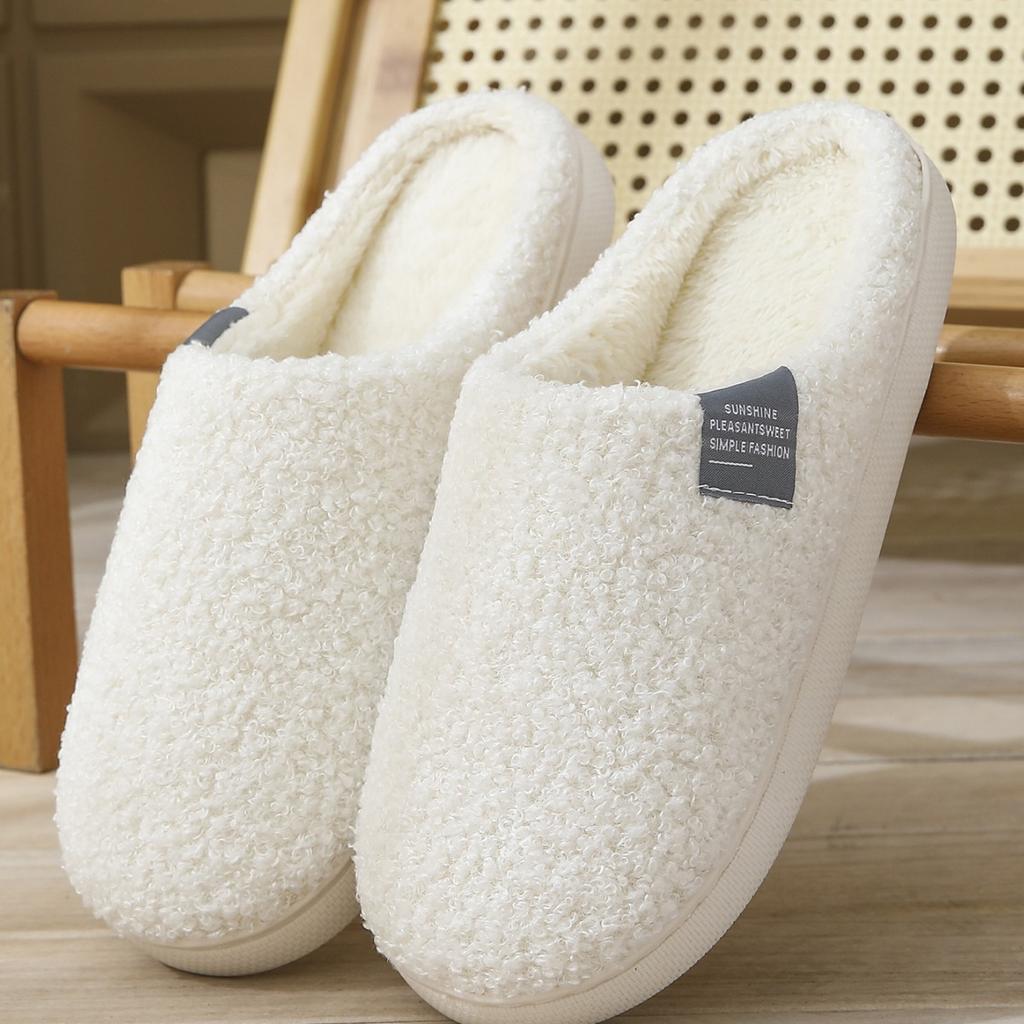 Fashion Pmoiste Felt Living Room Shoes Men and Women Soft Warm TPR Cushion Memory Foam House Slippers Winter Indoor High-quality