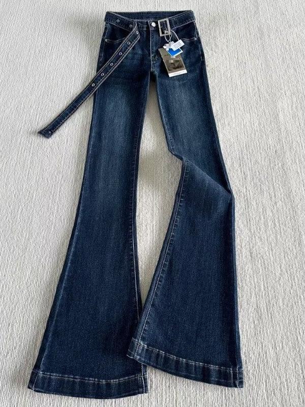 Damen 2026 Retro High-Waist Dunkelblaue Micro-Flare Jeans