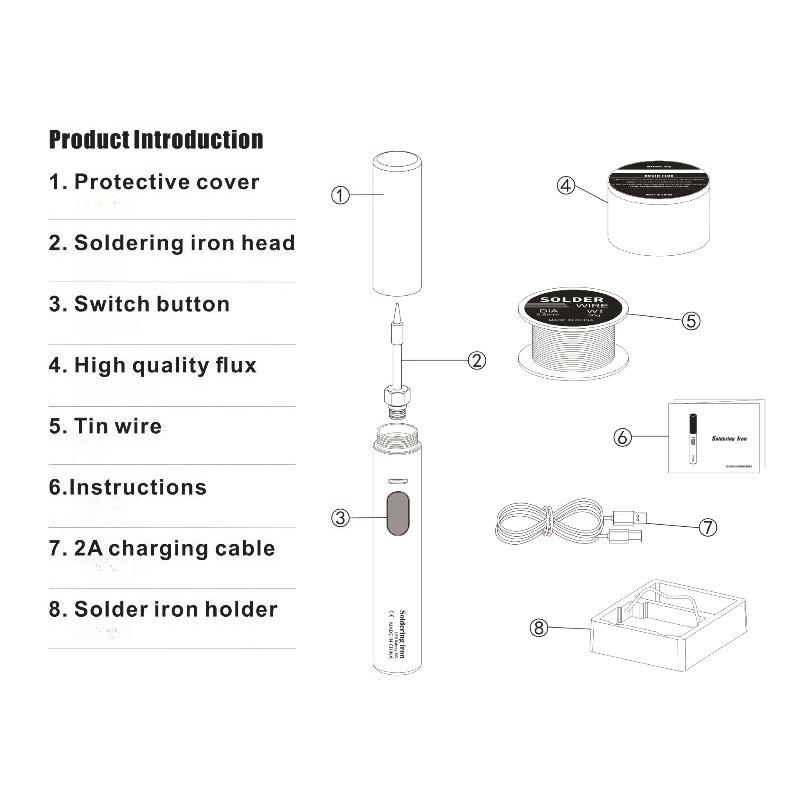 Mini USB Cordless Soldering Iron 5V Portable Adjustable Temperature Soldering Pen DIY Handheld Soldering Kit