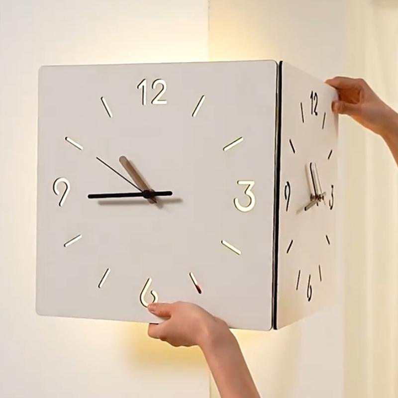 Modern Double-sided Corner Wall Clocks Luxury Clock Watch Creative Living Room Design Clocks Minimalist Watches Home Furniture