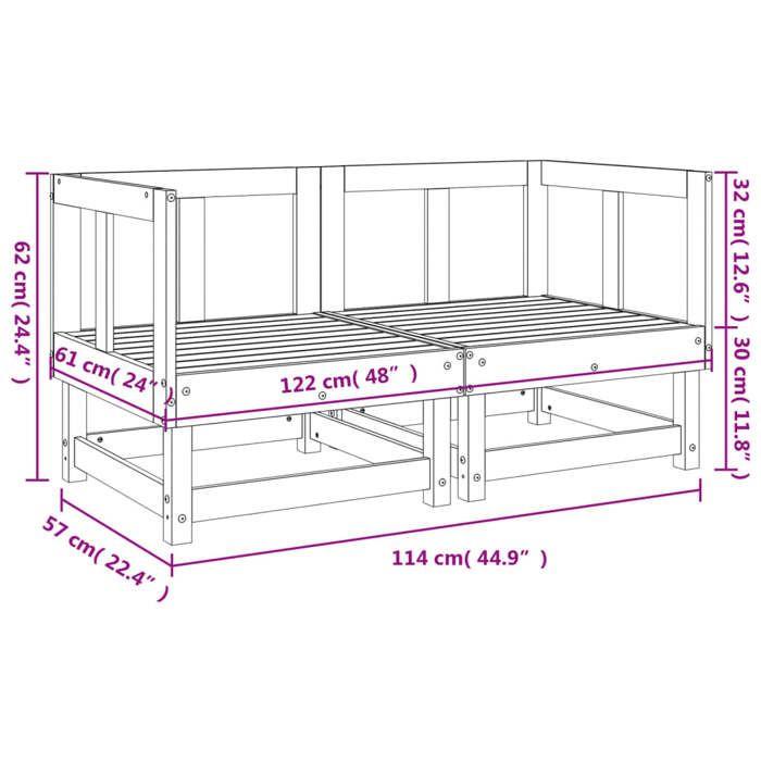 VidaXL Canapés d'Angle de Jardin 2 pcs, Sièges avec Dossier, Meubles de Terrasse Patio Arrière-cour Balcon Extérieur, Blanc 825395