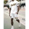 New Men's Summer Street Trendy Letter Printed Comfortable Breathable Round Neck T-shirt Shorts Set Outdoor High Street Clothing