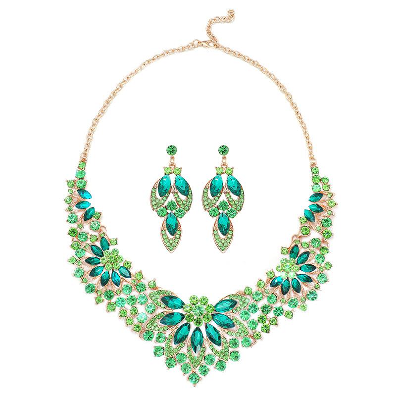 Vintage Necklace Set Women's 2-piece Set Leaves Flowers Exaggerated, Luxury Jewelry New Bridal Wedding Accessories