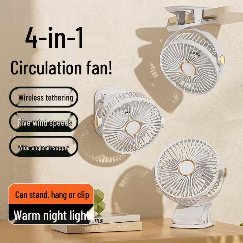 Rechargeable Clip-On Fan: Silent, USB-Powered, Desktop & Dorm Use, Adjustable Head, High Wind, Lithium Battery