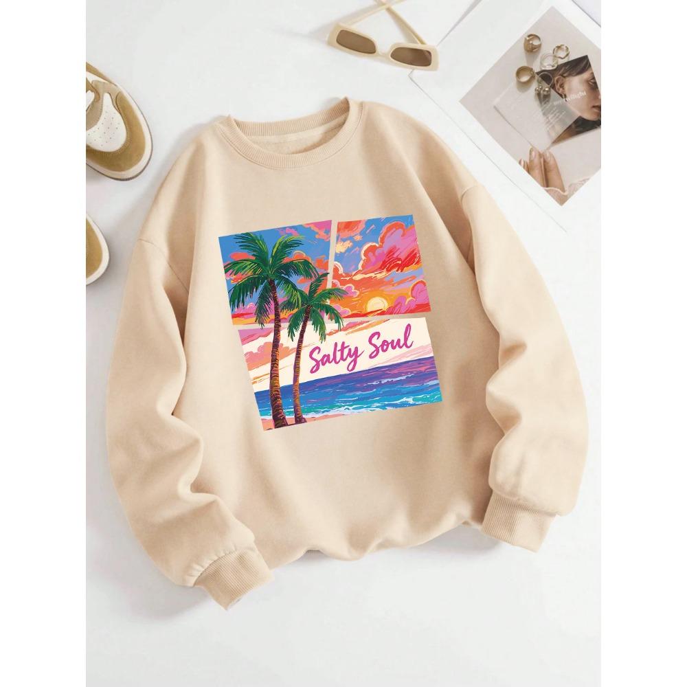 

Salty Soul Landscape Poster Printing Women s Pullover Sports Fashion Hip-hop Sweatshirt S