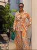 2024 Spring Women's Plus Size High Waist Wide Leg Printed Pants Set - Casual European & American Fashion