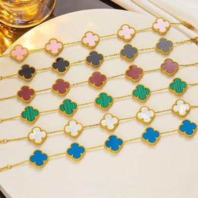13 mm keturlapio dobilo apyrankė moterims, kriauklė, sėkmę nešantis keturlapis dobilas, peplum grandinėlė
