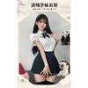 Domila JK College Style Sexy Uniform Suit Girls Pleated Skirt Fungus Lace Shirt Sex Underwear F636