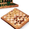 Travel Chess Set, Magnetic Felted Pieces, Foldable Wooden Board, Portable & Easy Storage, 14 X 14.25 In, Brown