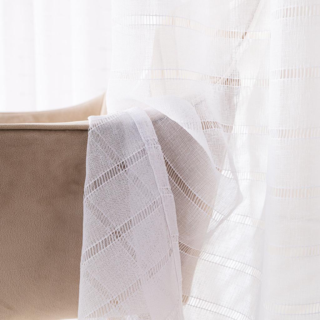 424088 Cortina Lista Blanca Lisa con Corte 140X250 Cm