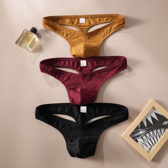 Xiaobudian Men Thong, Low-Waisted T-Shaped Cut Briefs, U Convex Supportive Pouch Panties, Elastic Fit No Slip Lightweight Underwear for Daily Wear
