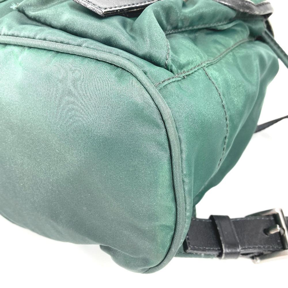 PRADA Bicolor triangle logo Backpack Leather / Nylon Green/Black