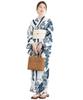 [SOUBIEN] Soubien Yukata 3-teiliges Set floro Damen (YukataHeiko ObiGeta) Einheitsgröße Mondlicht und Hortensie x Weiß ykt10282-obs10051