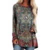 Round Neck 3D Ethnic Style Printed Top Fashionable Casual Long Sleeved Women's T-shirts