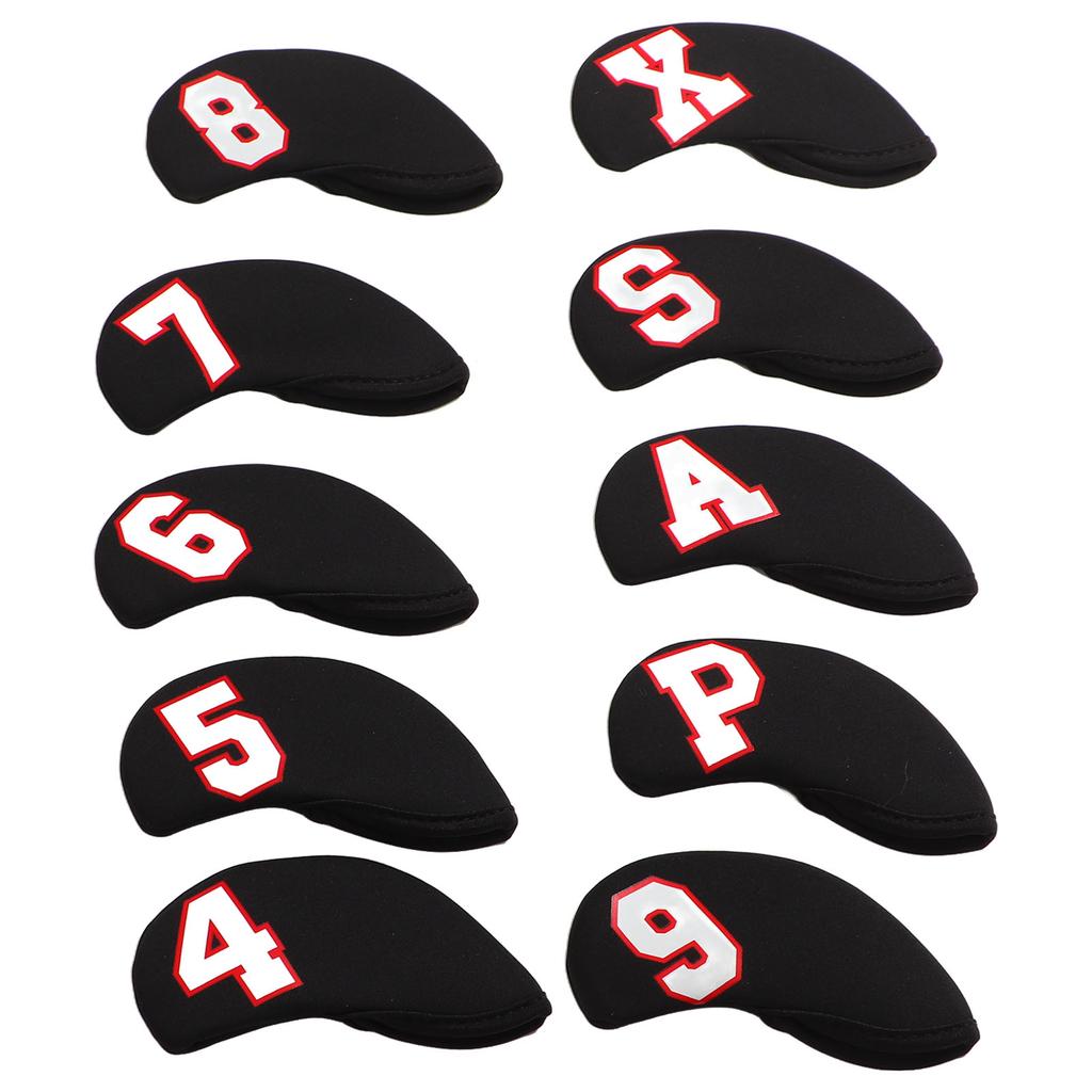 10PcsSet Number Golf Iron Head Cover Set Neoprene Golf Club Iron Protective HeadcoverBlack