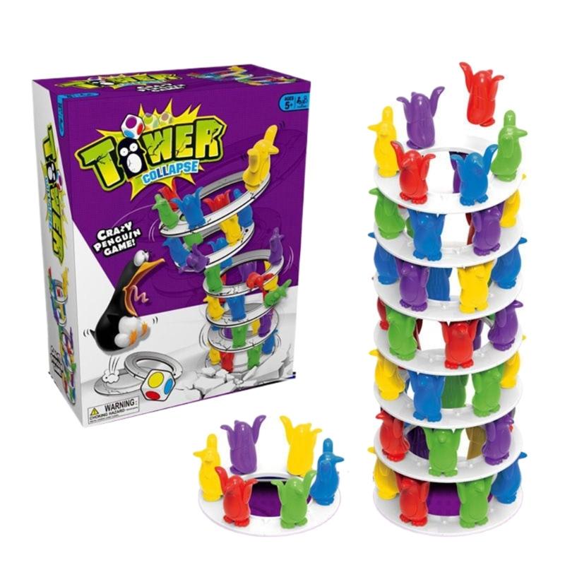 Funny Entertaining Board Game Parties Penguins Tower Tumbles Balance Play Set