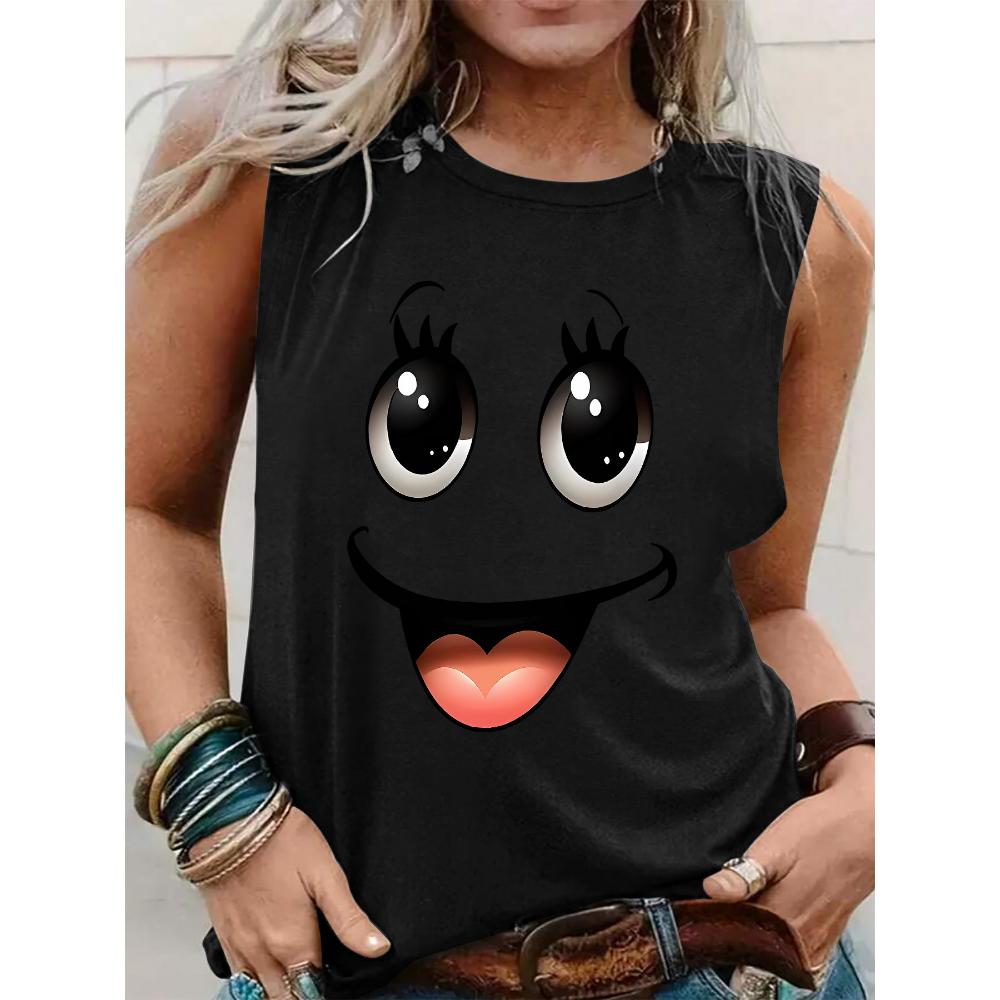 PLUS SIZE Printed Summer Women's Loose and Personalized Dream Catcher Mesh Printed Vest Top T-shirt Comfortable Sleeveless