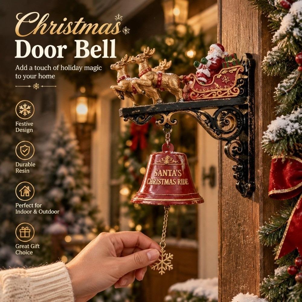 Power-Free Santa Claus Wall Bell Reindeer 3D Wall-mounted Bell Christmas Door Bell Entryway Decor