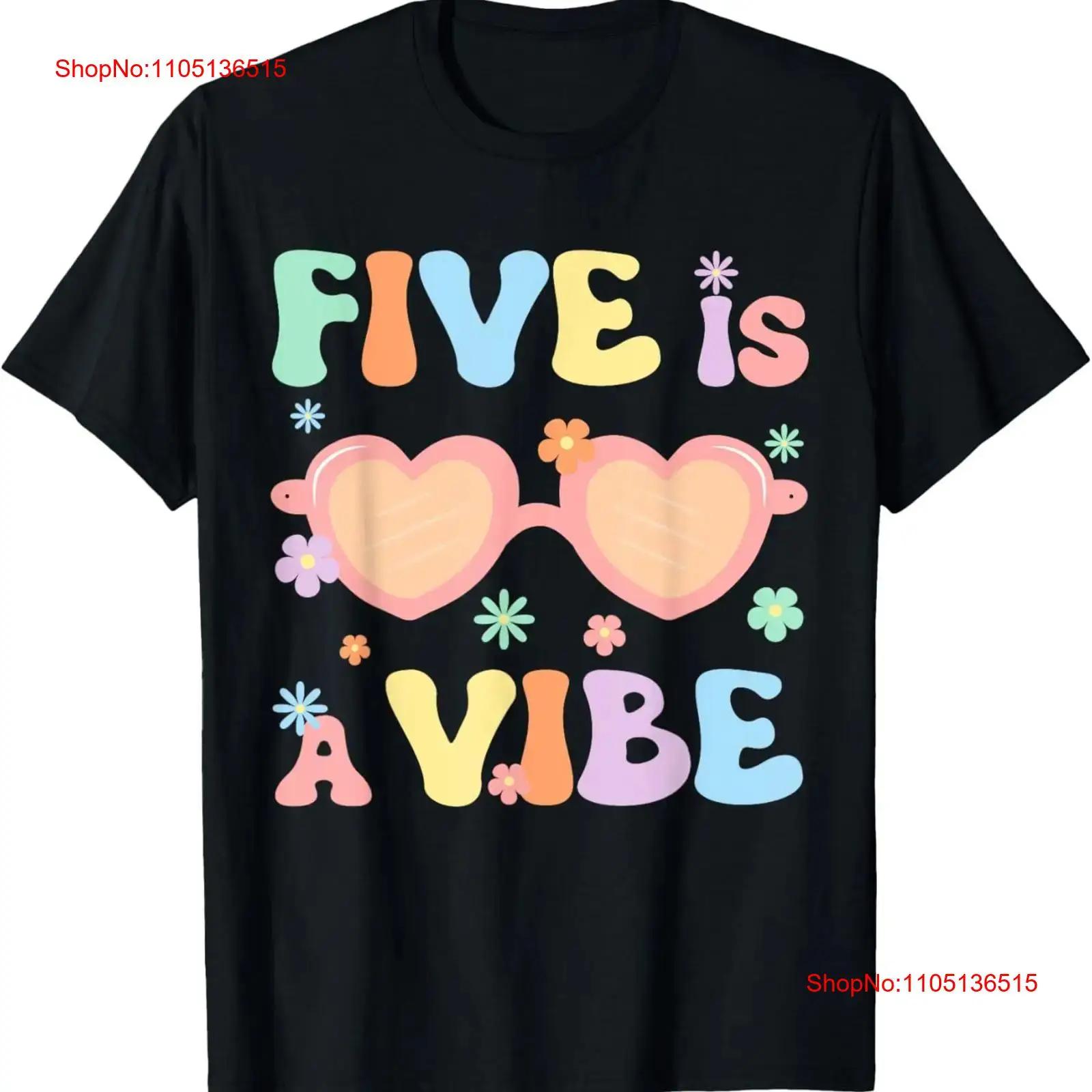 

Five Is A Vibe 5 Year Old Boys Girls 5th Birthday Groovy T Shirt vintage Washed Comfortable Casual graphic fashion Slightly S разноцветный