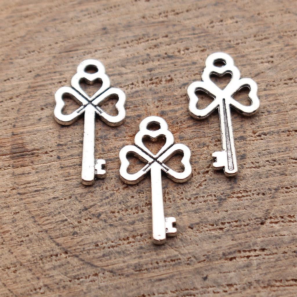 Hollow Clover Key Charm Lucky Pendant Tool Charms For Bracelet Necklace Jewelry Making Supplies For DIY
