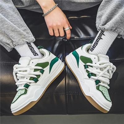 Shoes Men's Fashionable Color Blocked Thick Soled Shoes, Anti Slip and Comfortable Skateboard Shoes for Outdoor Walking Trips