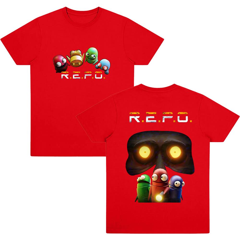 

R.E.P.O.Graphic T Shirts Hot Game Repo Robot Cotton Merch T-shirt Women Men Y2k Clothing New Pattern Versatile Short Sleeve Tee XS красный