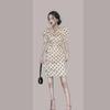 2021 Sommer Damen Luxus Schlank Puffärmel Polka Dot Schlitz Kleid