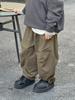 Korean-Style Boys' Fleece-Lined Cargo Pants, Washed and Faded, for Autumn/Winter 2025 - Medium and Big Children's Casual Wear