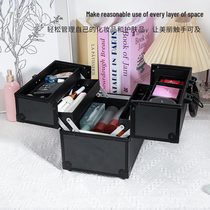 Multilayer Professional Makeup and Nail Art Tool Box, Medium-Large Handheld Case