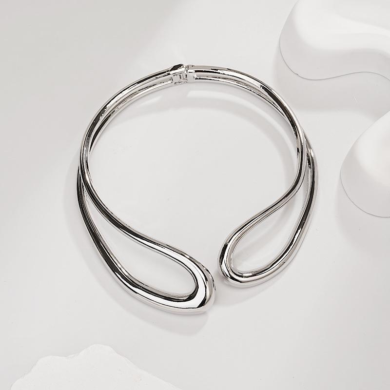 Evropsko-americký trendy dvouvrstvý obalový choker náhrdelník - Jednoduchý, módní, přehnaný styl
