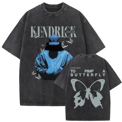 Limitiertes gewaschenes Vintage Rapper Kendrick Lamar DAMN doppelseitig bedrucktes T-Shirt Herren Damen Hip Hop Mode Street Oversized T-Shirts
