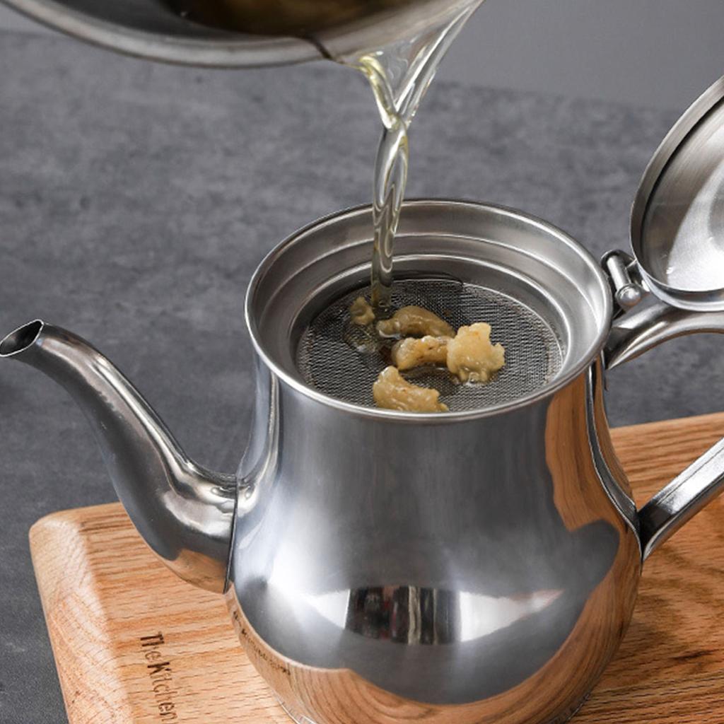 Edelstahl Ölkanne Auslaufsicher Einfaches Ausgießen Einfache Reinigung Ölspender Kanne für Essig Soße Würzöl 18oz