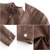 Women's Slim Fitting Jacket Women's Wear, Standing Collar Leather Jacket