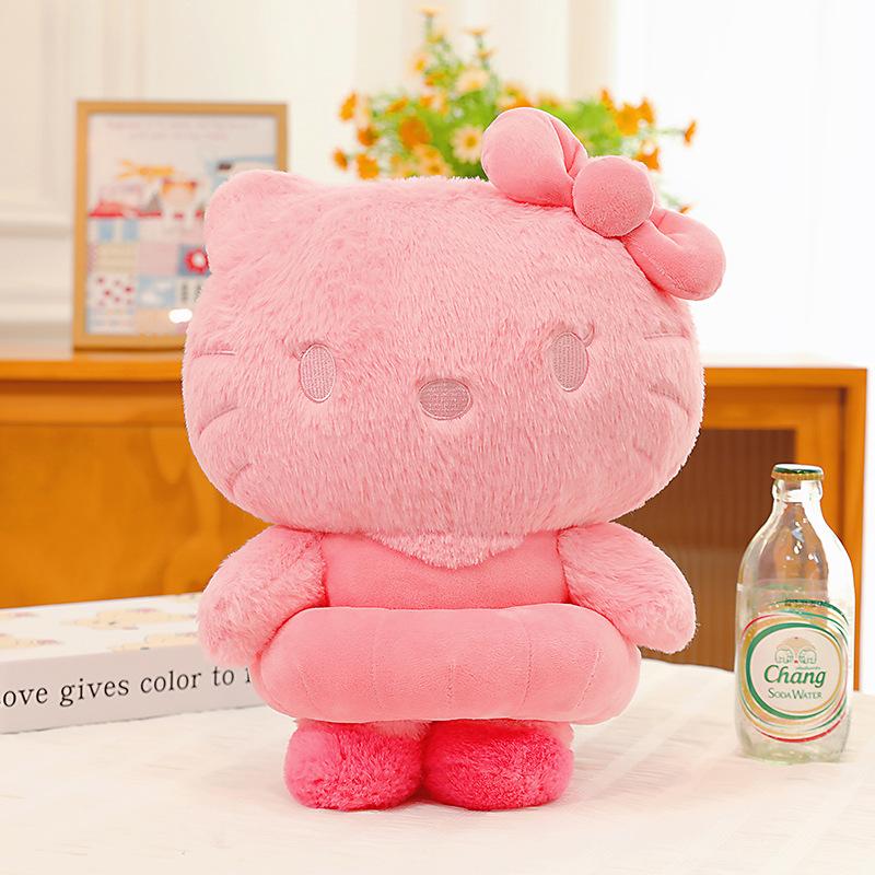 Sanrio Black Hello Kitty Plushie White Pink KT CAT Plush Toys Anime Cartoon Anime Soft Stuffed Dolls Pillow Kids Birthday Gift