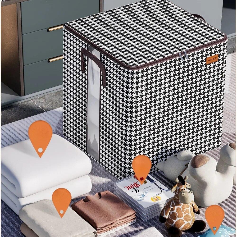 Non-Woven Wardrobe Space Saving Quilt Storage Box Dustproof Organizers Bag House-Moving Bedding Box Travel Storage Organization