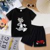 Tom and Jerry T-shirt Shorts Set Cute Cartoon Printed Casual Wear Fashion Summer Boys Girls Clothes Birthday Gift Tops Sportwear