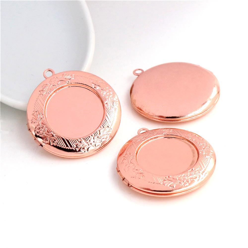 2pcs Inner 20mm Photo Locket Pendants Jewelry Tray Locket Pendant for DIY Cabochon Photo Essential Oil Diffuser Necklace
