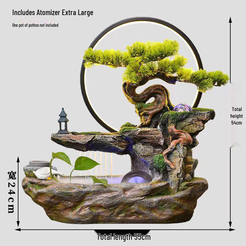 Rockery Water Fountain Feng Shui Wheel for Living Room, TV Cabinet, Office Tabletop