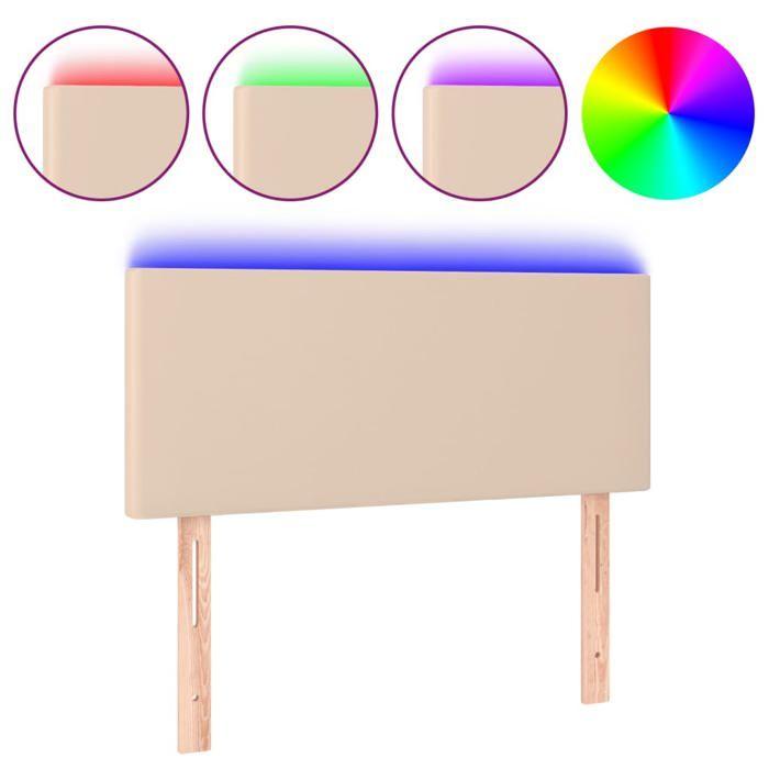 VidaXL Tête de Lit à LED Meuble de Chambre à Coucher Accessoire de Lit Simple Tête de Cadre de Lit Intérieur Cappuccino 3121415