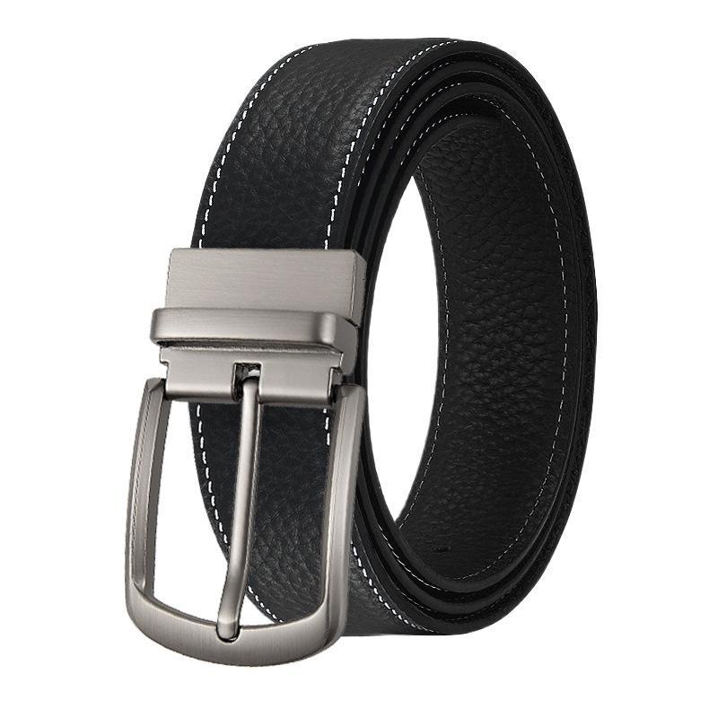 

Мужской повседневный ремень с пряжкой-штифтом из коровьей кожи первого слоя, деловой повседневный, пряжка из цинкового сплава с принтом 120*3.3cm