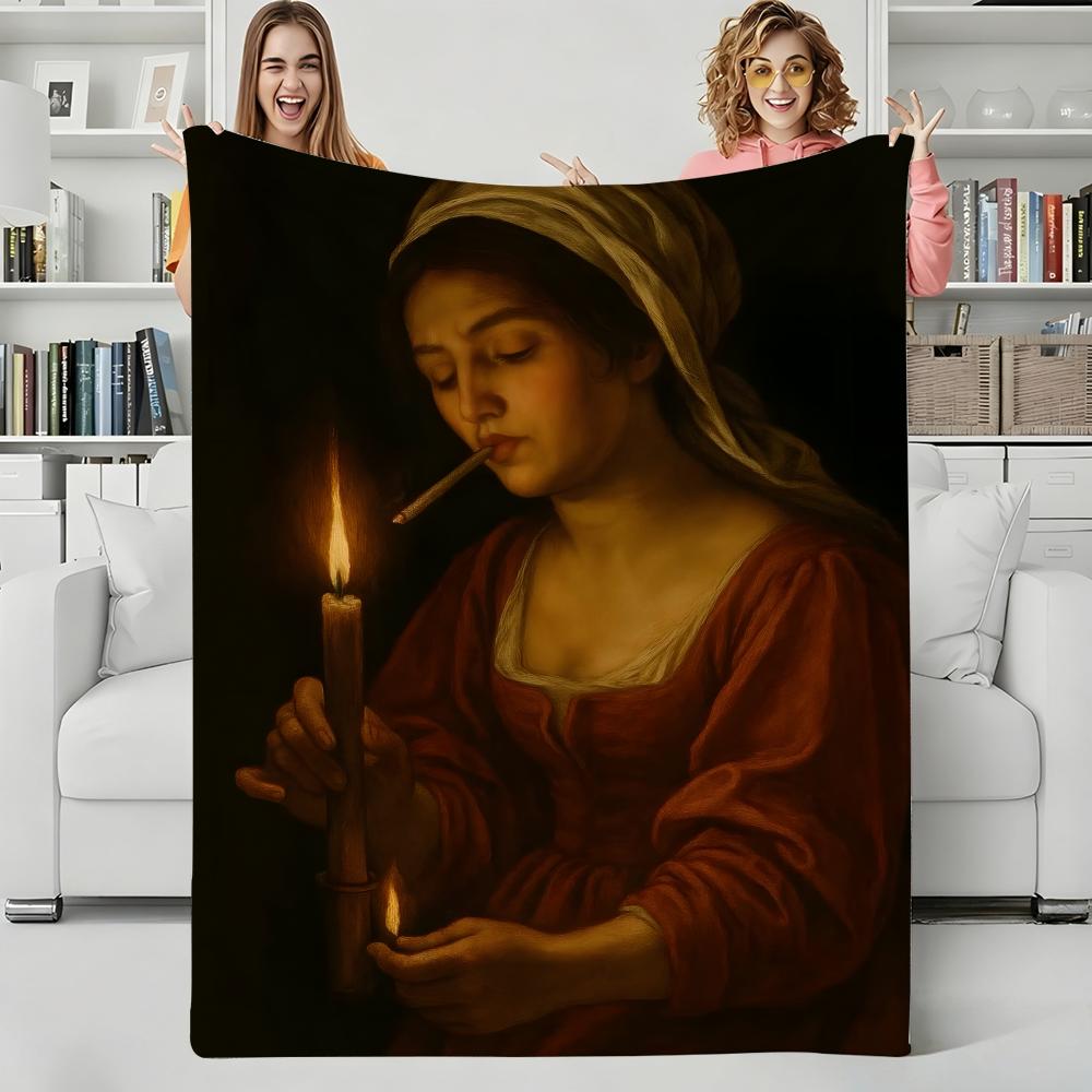 Artist R-RembrandtVanRijn Throw Flannel Blanket Perfect for Sofa Office Bed Travel Sleep Read Relax Camping four season use 75x90cm