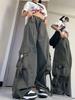Southeast Asia Exclusive: Women's American Street Style Cargo Pants with Large Pockets and Ribbons