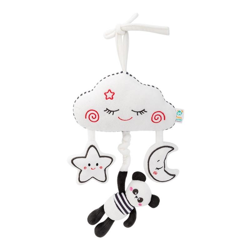 Interactive Baby Stroller Hanger Pull String Mobile Toy with Contrast Color Plush Animal Enhances Early Motor Skill