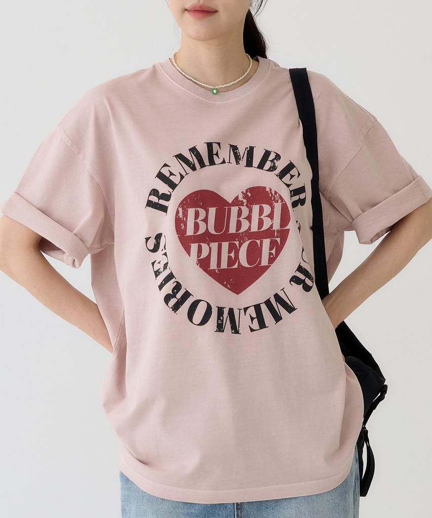 Beobeulpiseu Heart Circle Pigment T-Shirt_Indie Pink