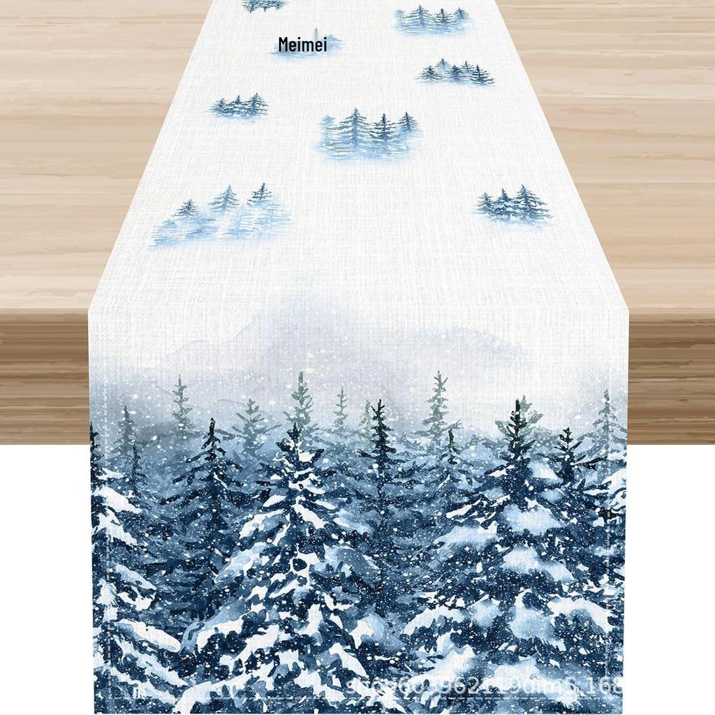Christmas Table Runner with Santa and Tree Design